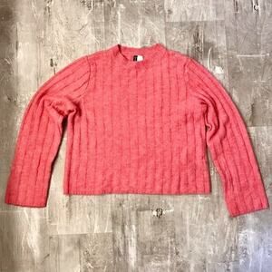 H&M Divided Boxy Pink Wool Alpaca Blend Sweater, Size Small